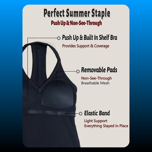 V Neck Cotton Tank Tops with Built-in Shelf Bra
