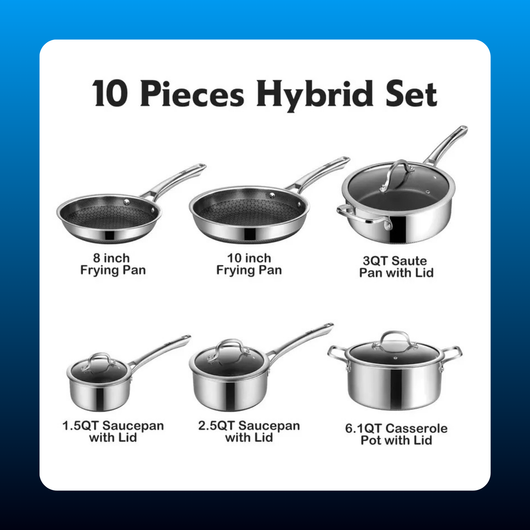 Hybrid Nonstick Cookware Set (10 Piece)