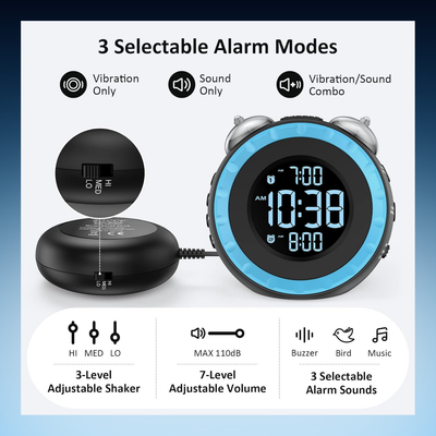 Extra Loud Alarm Clock With Bed Shaker