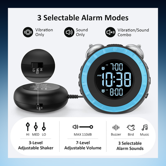 Extra Loud Alarm Clock With Bed Shaker