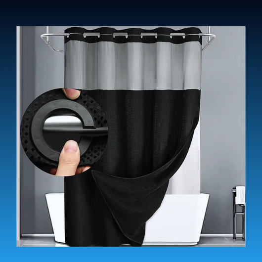 No Hook Shower Curtain with Snap in Liner (72''W x 75''H)