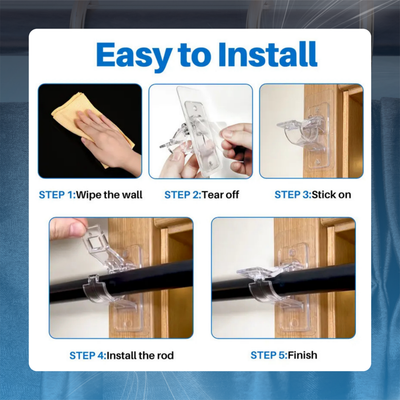 No-Drill Curtain Rod Holders (6 Pack)