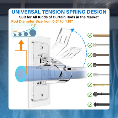 No-Drill Curtain Rod Holders (6 Pack)
