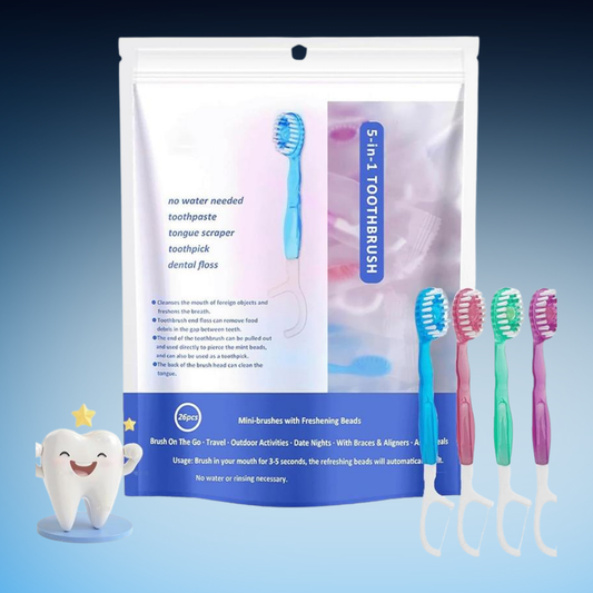 5-in-1 Disposable Travel Toothbrush Set