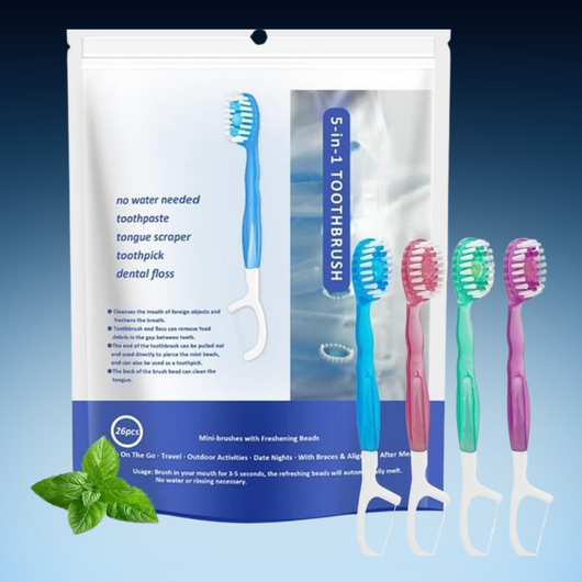 5-in-1 Disposable Travel Toothbrush Set