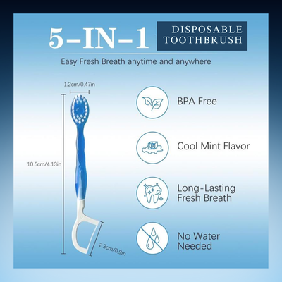 5-in-1 Disposable Travel Toothbrush Set