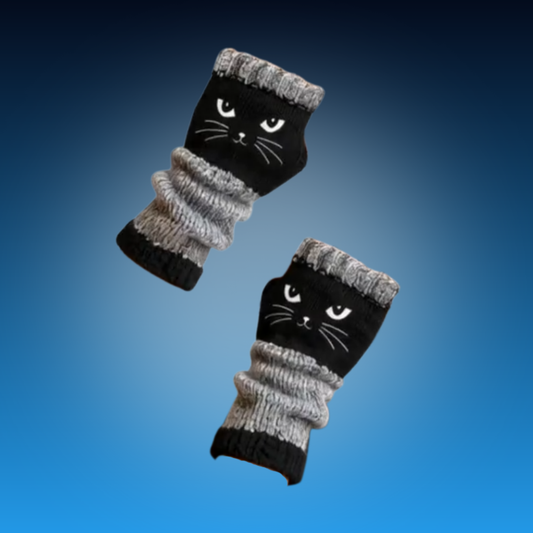 Women’s Cat Knit Fingerless Gloves
