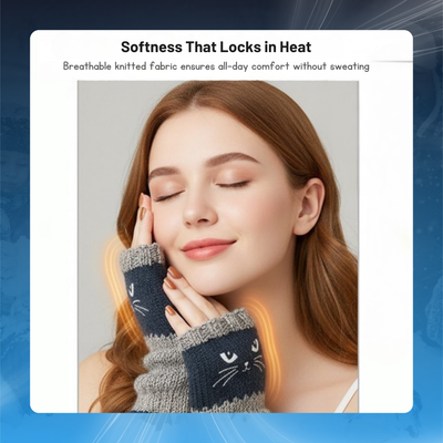 Women’s Cat Knit Fingerless Gloves