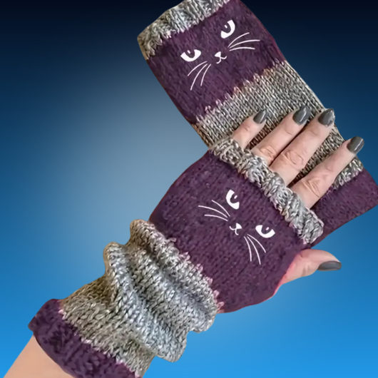 Women’s Cat Knit Fingerless Gloves