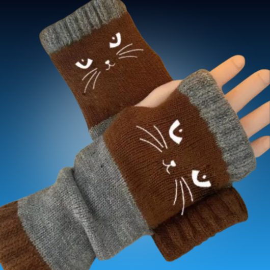Women’s Cat Knit Fingerless Gloves