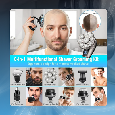 6-in-1 Electric Head Shaver & Grooming Kit
