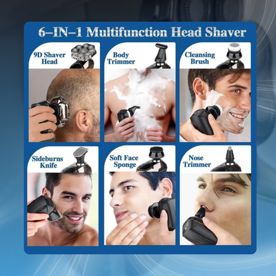 6-in-1 Electric Head Shaver & Grooming Kit