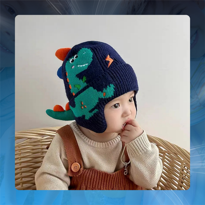 Kids Winter Dinosaur Earflap Beanie Hat