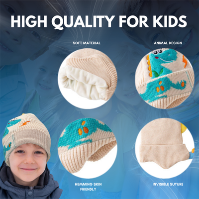 Kids Winter Dinosaur Earflap Beanie Hat
