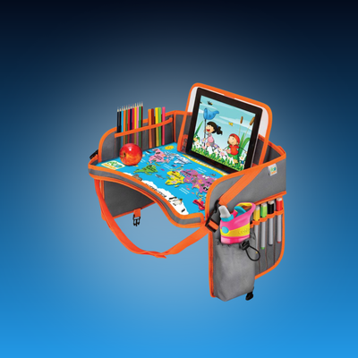 Kids Car Seat Travel Tray with Storage