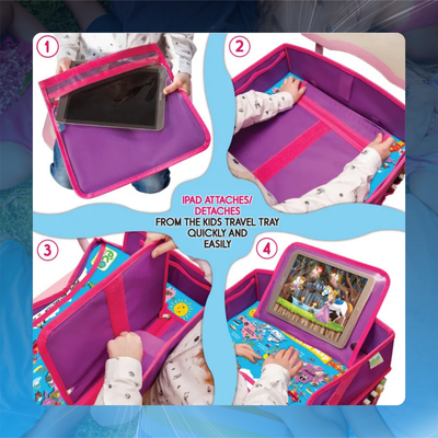 Kids Car Seat Travel Tray with Storage