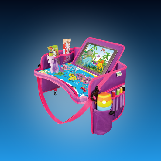 Kids Car Seat Travel Tray with Storage