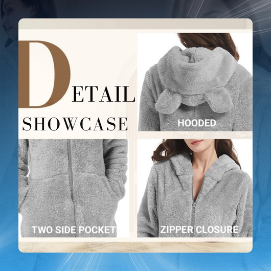 Women’s Hooded Plush Jumpsuit Pajamas