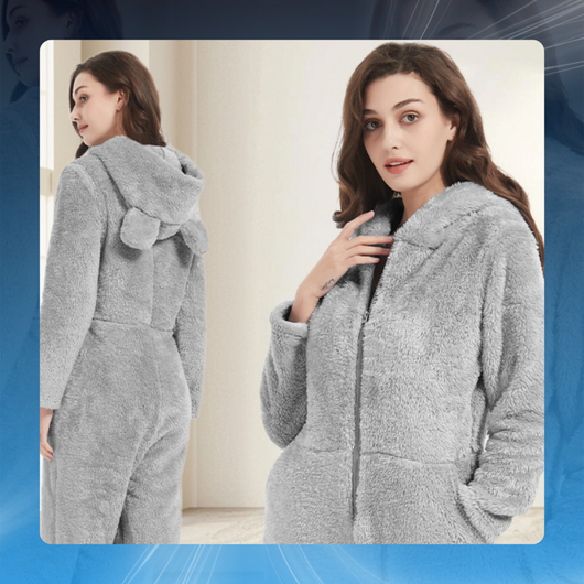 Women’s Hooded Plush Jumpsuit Pajamas