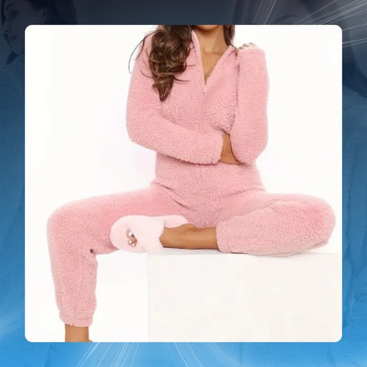 Women’s Hooded Plush Jumpsuit Pajamas
