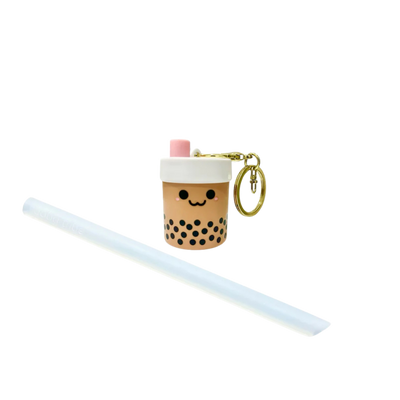 Foldable Straw with Gold Keychain