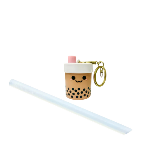Foldable Straw with Gold Keychain