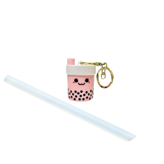 Foldable Straw with Gold Keychain