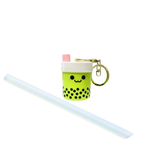 Foldable Straw with Gold Keychain
