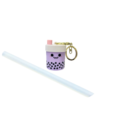 Foldable Straw with Gold Keychain