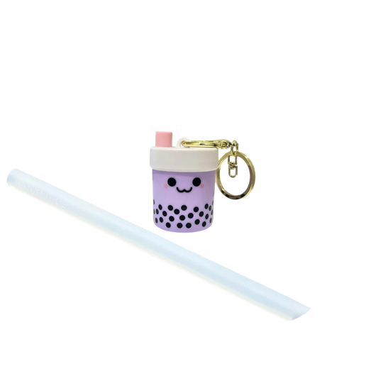 Foldable Straw with Gold Keychain