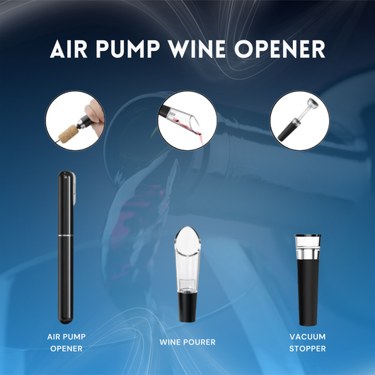 Air Pump Wine Opener with Vacuum Stopper & Pourer