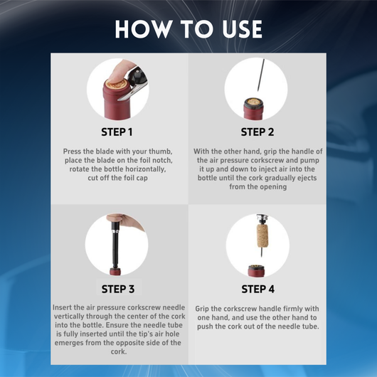 Air Pump Wine Opener with Vacuum Stopper & Pourer