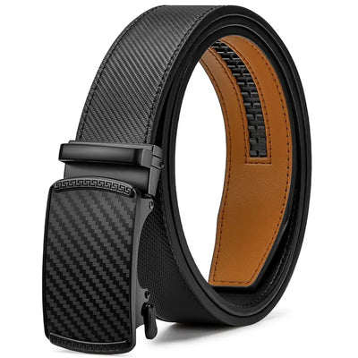 Trimmable Men's Leather Ratchet Easy Release Belt
