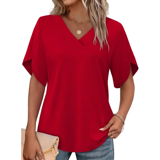 Womens Summer Short Petal Sleeve Top