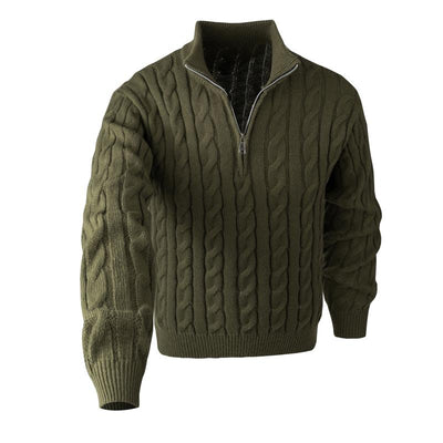 Quarter Zip Knitted Long Sleeve Sweater