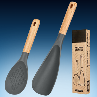 Wooden Silicone Utensil Set