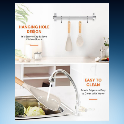 Wooden Silicone Utensil Set