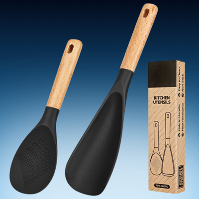 Wooden Silicone Utensil Set