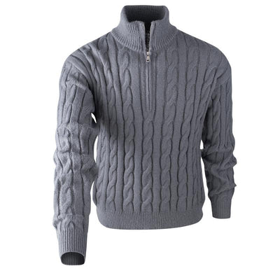 Quarter Zip Knitted Long Sleeve Sweater