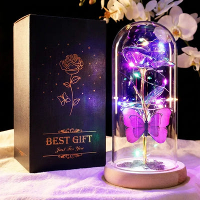 Eternal Flower Light Up Galaxy Rose in Glass Dome