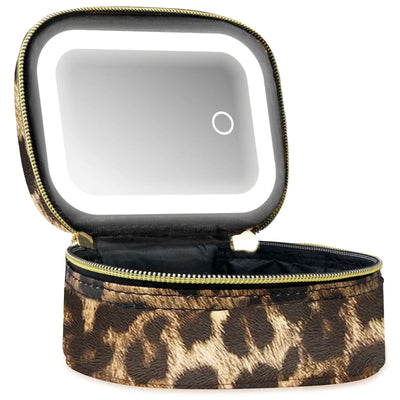 Small Makeup Bag Travel Train Case with Mirror and Light