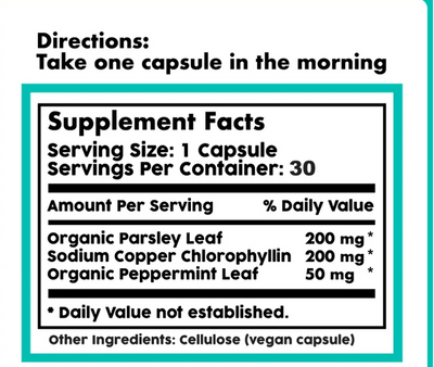 Chlorophyll Pill For Body Odor, Detox & Skin