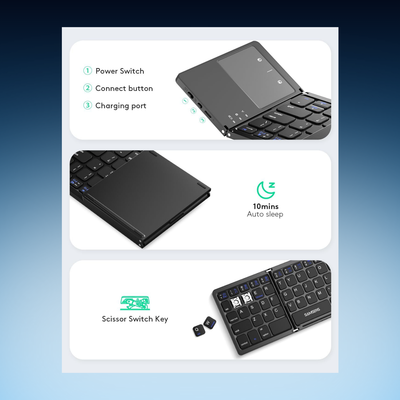 Foldable Bluetooth Keyboard with Touchpad