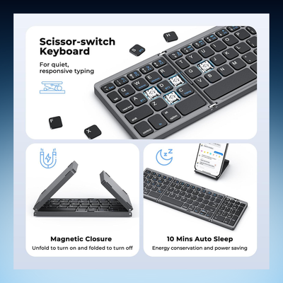 Foldable Bluetooth Keyboard with Touchpad