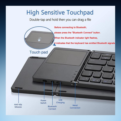Foldable Bluetooth Keyboard with Touchpad