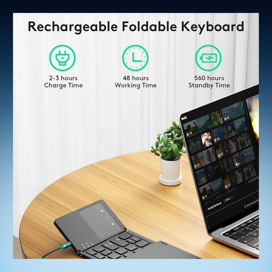 Foldable Bluetooth Keyboard with Touchpad