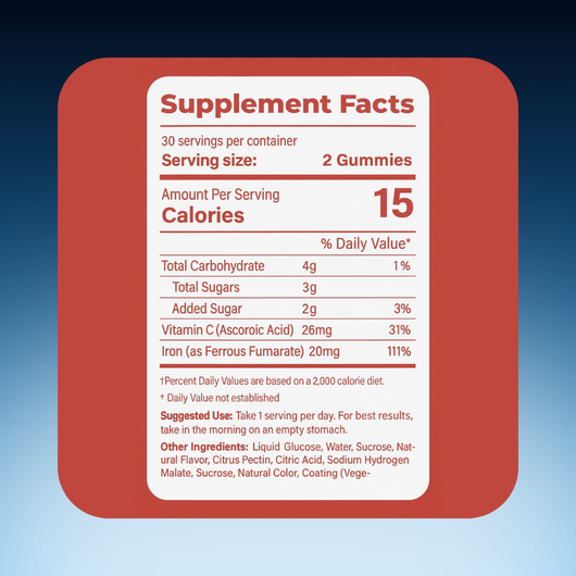 Vegan Iron Gummy Supplement with Vitamin C