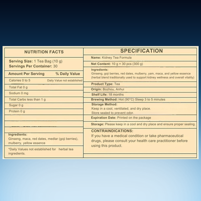 Kidney Tea Formula – Ginseng Five & Eight Treasure Herbal Tea