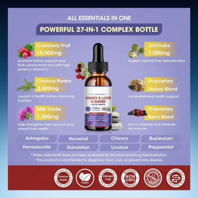 27 in 1 Kidney Cleanse Detox and Repair Drops