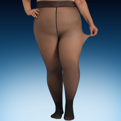 Plus Size Regular Fleece Lined Transparent Tights